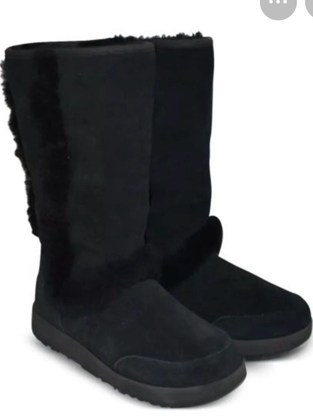 UGG Sundance Waterproof Black Suede Mid-Calf Shearling Boots